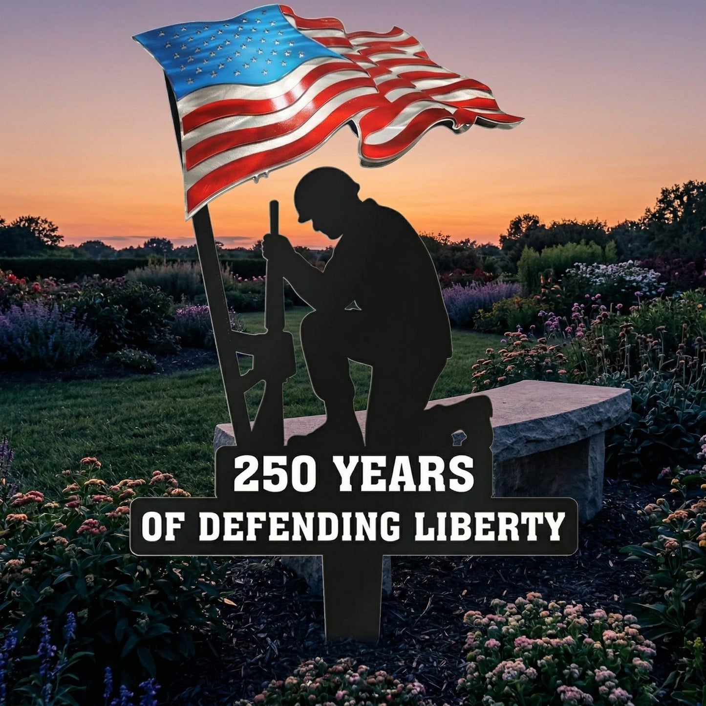 💥🔥 Limited time 57% OFF! First 50 pieces enjoy 57% off! 🔥💥 ✨🇺🇸🗽 15.75 Metal Garden Stake – 🎖️ 250 Years of Defending Liberty