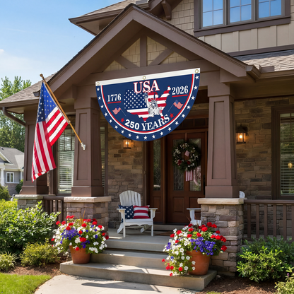🔥Last Day 49% OFF🎉250th Anniversary Birthday Bunting Flag. 1776-2026 Commemorative Patriotic Fan Banner with Brass Grommets