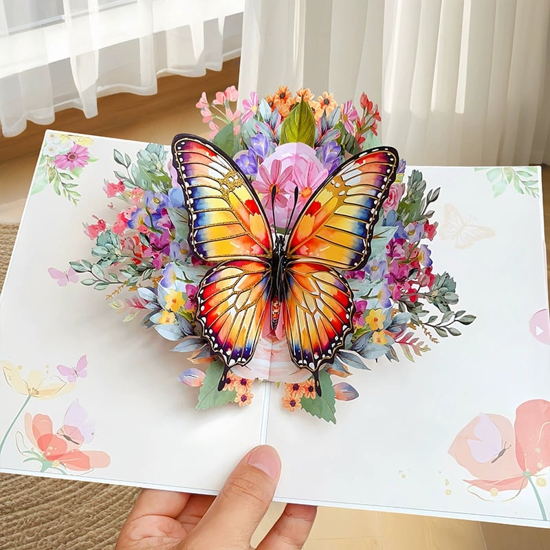 🦋 Vibrant 3D  Butterfly & Daisy Pop-Up Greeting Card