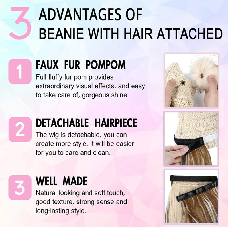 🎁Best Gift - New Warm Detachable One Piece Wig Hat 🎁